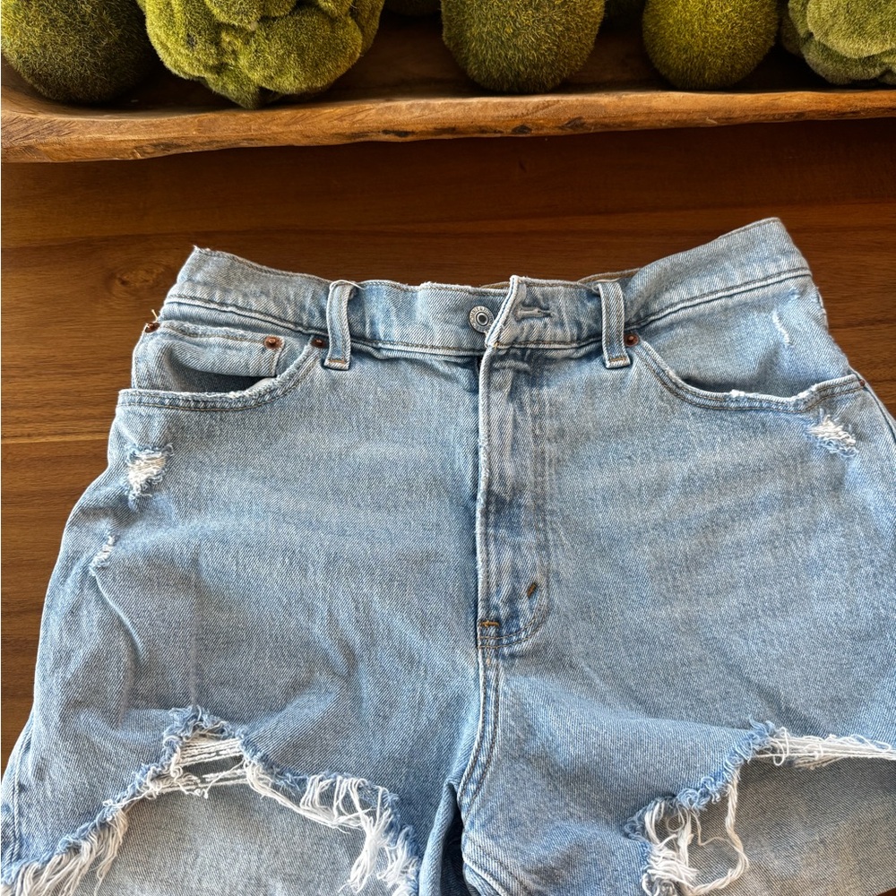 Abercrombie & Fitch Light Blue High Rise Denim Shorts